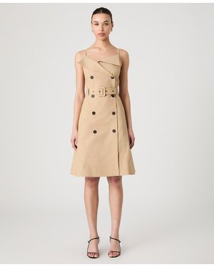French Connection Light Weight Cotton Belted Trench Fit & Flare Dress - Natural