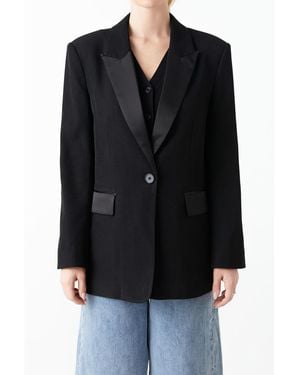 Grey Lab Tuxedo Oversized Jacket - Black