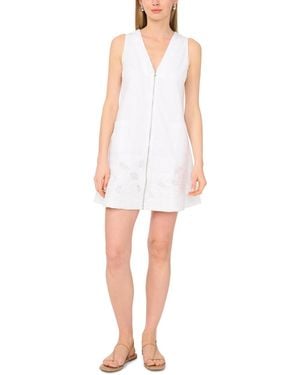 1.STATE Embroidered Zipper-front Mini Dress - White