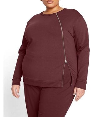 UNIVERSAL STANDARD Plus Size Meridien Zip Sweatshirt - Red