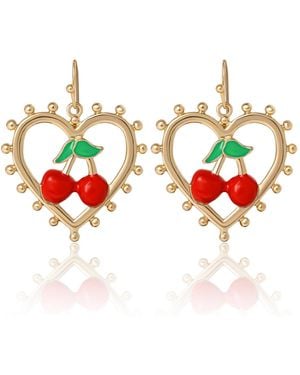 Juicy Couture Cherry Heart Drop Earrings - Red