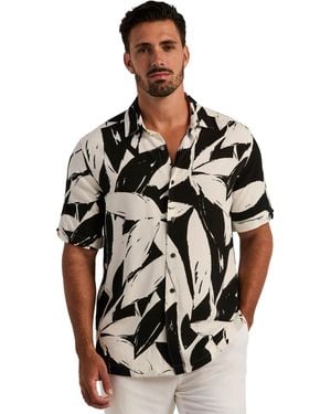 Cubavera Classic-fit Tropical-print Point-collar Short-sleeve Shirt - Black