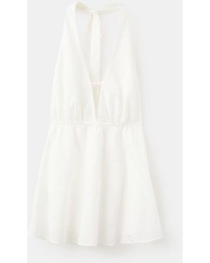 Mango Openwork Embroidery A-line Dress - White