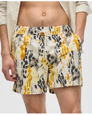 Mode Of One Fashion Animal Regular-fit Printed Swim Trunks - Yellow