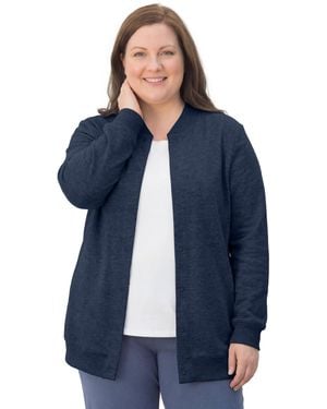 Woman Within Plus Size Within Fleece Baseball Jacket - Blue