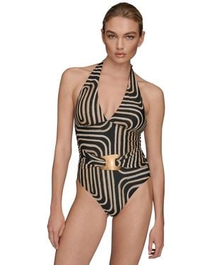 Donna Karan Printed Belted One-piece Swimsuit - Multicolor