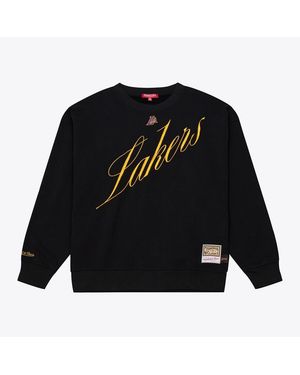 Mitchell & Ness Los Angeles Lakers Hardwood Classics Script Lightweight Sweatshirt - Black