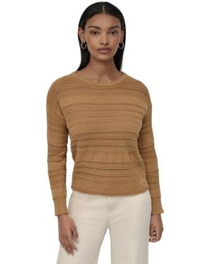 DKNY Petite Crewneck Open-stitch Cotton Sweater - Natural