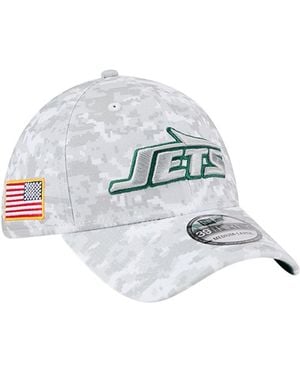 KTZ New York Jets 2025 Salute To Service Digital Camo Fan Pack 39thirty Flex Hat - White