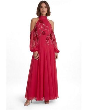 Karen Millen 3d Floral Maxi Dress - Red