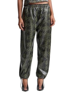 Avec Les Filles Faux-leather Pull-on Elastic-waist Pants - Green