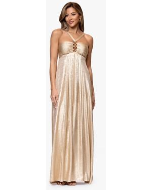 Xscape Halter Neck Maxi Dress - Natural