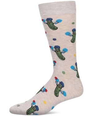 Memoi Pickleball Novelty Crew Socks - Gray