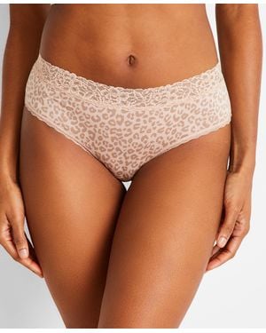 State Of Day Cotton Blend Lace-trim Hipster Underwear - Brown