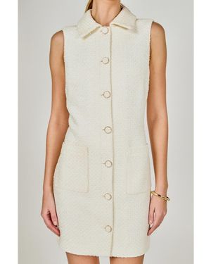 Endless Rose Tweed Collared Mini Dress - White