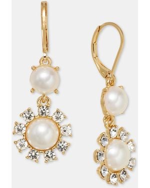 Charter Club Crystal & Imitation Pearl Double Drop Earrings - Metallic