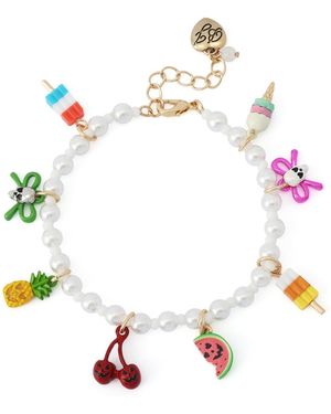 Betsey Johnson Faux Imitation Pearl Spooky Summer Mixed Charm Bracelet - Multicolor