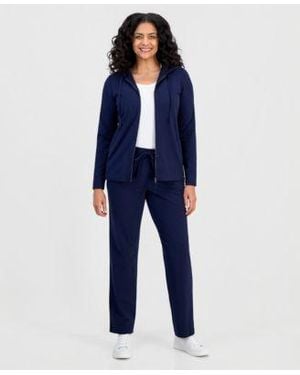 Style & Co. Style Co Zip Front Hooded Sweatshirt Pp 4x Created For Macys - Blue