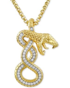 Macy's Diamond Striking Snake 22" Pendant Necklace (1/4 Ct. T.w. - Metallic