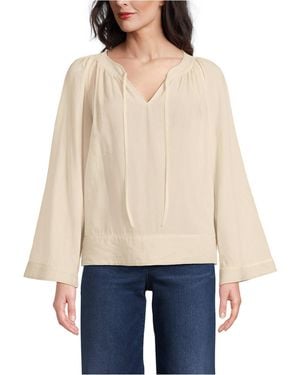 Lands' End Voile Tie Neck Poet Blouse - Natural