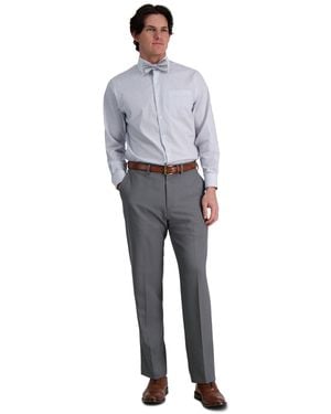 Haggar Premium Comfort Stretch Classic-fit Solid Flat Front Dress Pants - Gray