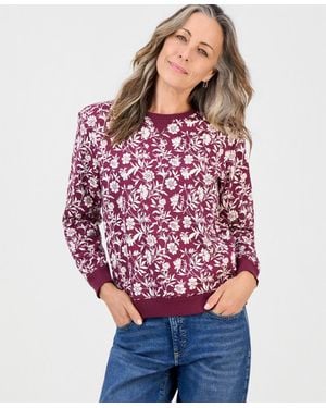 Style & Co. Petite Turkish Tile Floral Relaxed-fit Sweatshirt - Red