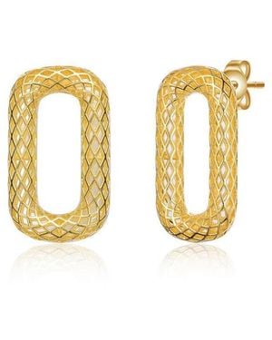Rachel Glauber Radiant 14k Plated Mesh Rectangular Loops Earrings - White