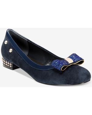 THINGS II COME London Luxurious Embellished Ballet Flats - Blue