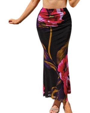 CUPSHE Plot Twist Floral Maxi Skirt - Red