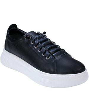 Cools 21 Graze Hidden Lace Perforated Platform Leather Sneakers - Blue
