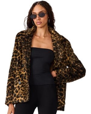 Steve Madden Madley Leopard-print Faux Fur Jacket - Black