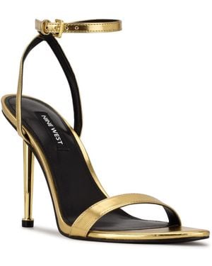 Nine West Reina Ankle Strap Stiletto Sandals - Metallic