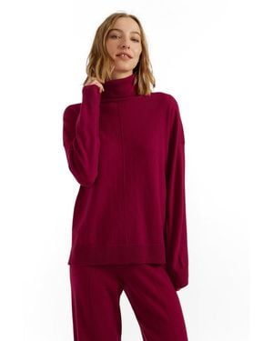 Chinti & Parker Relaxed Roll Neck Wool-cashmere Blend Sweater - Red
