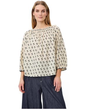 Masai Boat Neck Gathered Blouse - White