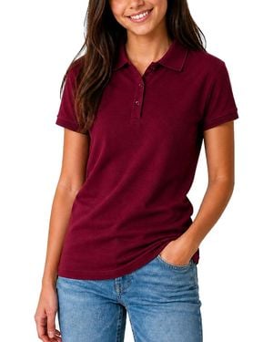 Galaxy By Harvic Short Sleeve School Uniform Pique Polo Shirt - Red