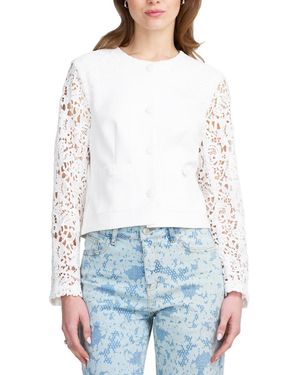 Elle Collection Lace Satin Jacket - White