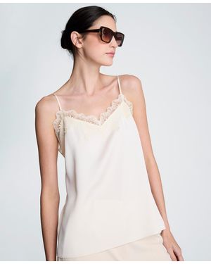 Kenneth Cole Lace Trim V-neck Camisole Top - White