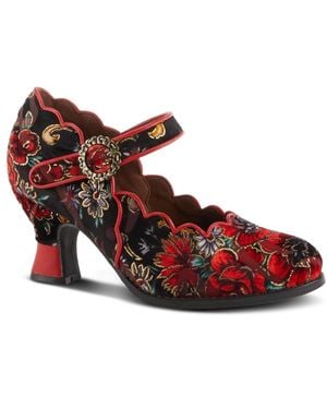 L'ARTISTE Adodora-prit Baroque Mary Jane Shoes - Red