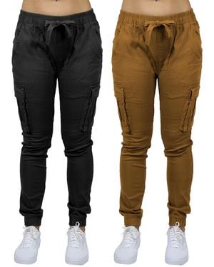 Galaxy By Harvic Loose Fit Cotton Stretch Twill Cargo sweatpants Set - Black