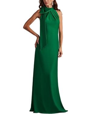 Tadashi Shoji Sims Shoulder Bow Halter Gown - Green