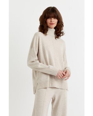 Chinti & Parker Relaxed Roll Neck Wool & Cashmere Sweater - White