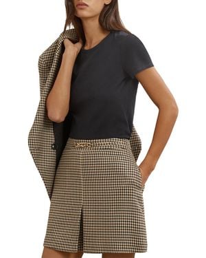 Reiss Wool-blend Check Mini Skirts - Natural