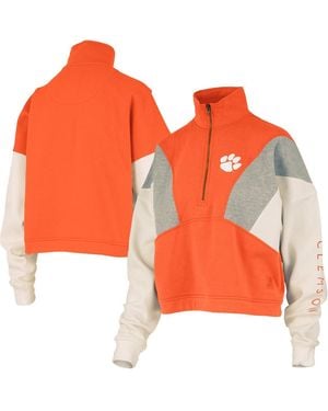 Pressbox Clemson Tigers Ferrara Color Block Quarter-zip Sweatshirt - Orange