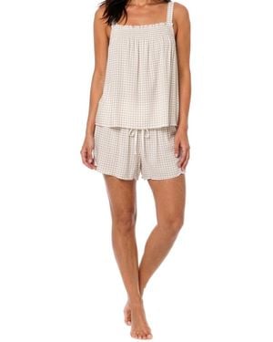 Sincerely Jules Gingham Woven Cami And Shorts Pajama Set - White