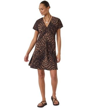 Hush Grace Air Flow V-neck Mini Dress - Brown