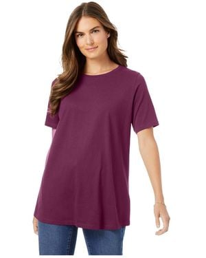 Woman Within Within Perfect Short-sleeve Crewneck Tee - Purple