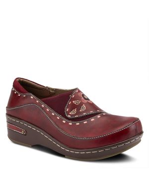 L'ARTISTE L Artiste S Burbank Hand-painted Leather Clogs - Red