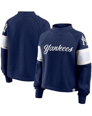 Fanatics New York Yankees Oversized Toss Sweep Raglan Pullover Sweatshirt - Blue