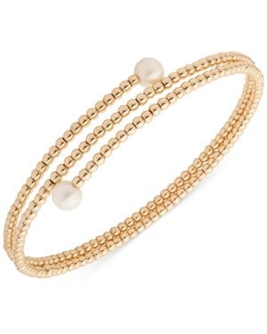 Ralph Lauren Gold-tone Imitation Pearl Wrap Cuff Bracelet - Metallic