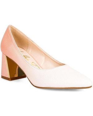 LONDON RAG Harlow Metallic Accent Block Heel Pumps - White